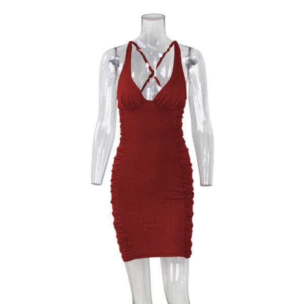 Sexy Deep V-neck Backless Suspender Dress INS Fashion Slim Hip Backless Short Dresses Summer Women's Clothing - Image 7