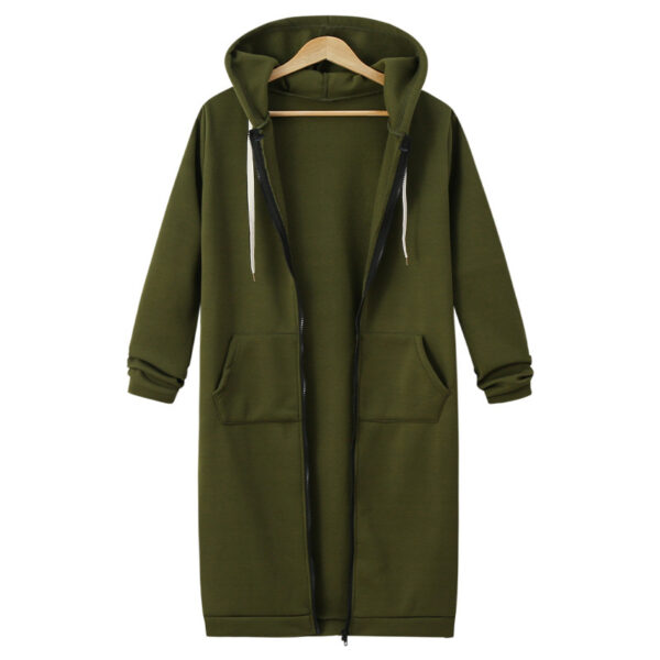 Hooded Long Sleeve Sweater Fleece Long Jacket - Image 8