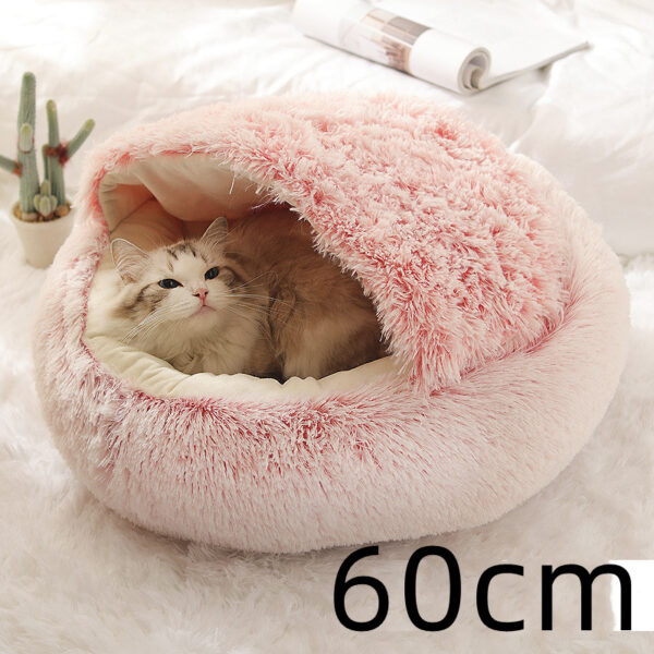2 In 1 Dog And Cat Bed Pet Winter Bed Round Plush Warm Bed House Soft Long Plush Pets Bed Pet Products - Image 2