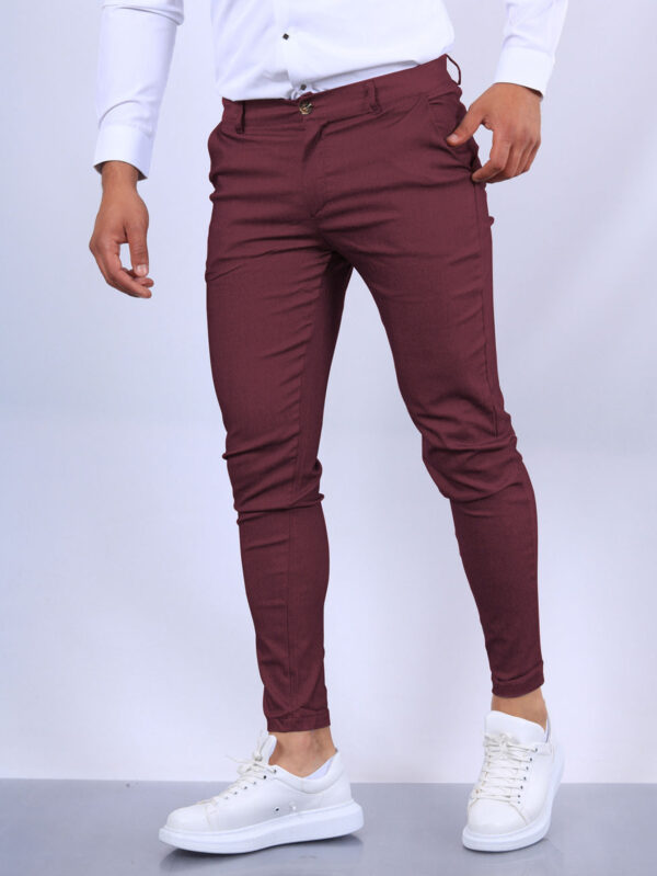 Men's Slim Button Trousers Fashion Solid Office Versatile Long Pencil Pants - Image 7