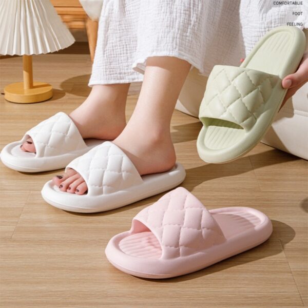 New Rhombus Home Slippers Summer Non-slip Floor Bathroom Slipper Lightweight Simple House Shoes For Women Men - Image 5