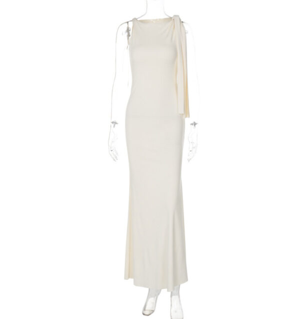 One-shoulder Ribbon Long Dress Ins Fashion Slim Sleeveless Dresses For Evening Party Club Clothing Women - Image 10