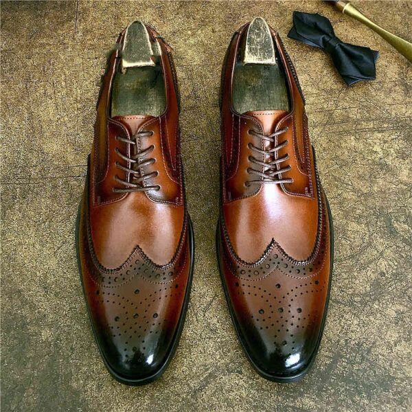 Genuine Leather Brogue Business Formal Wear Leather Shoes - Image 5
