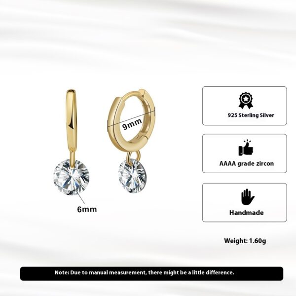 S925 Sterling Silver Zircon Earrings Eardrops - Image 3