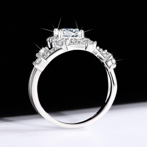 Moissanite Ring Women's Sterling Silver Platinum Niche - Image 5