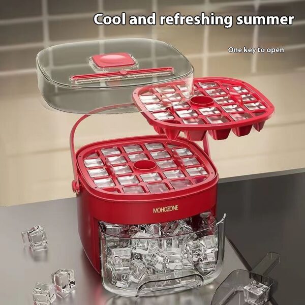 Press-type Convenient Outdoor Portable Ice Tray Large Capacity Ice Bucket 48 Extra-Large Ice Maker Food Grade Plastic Storage Tray Essential Kitchen Gadget - Image 8