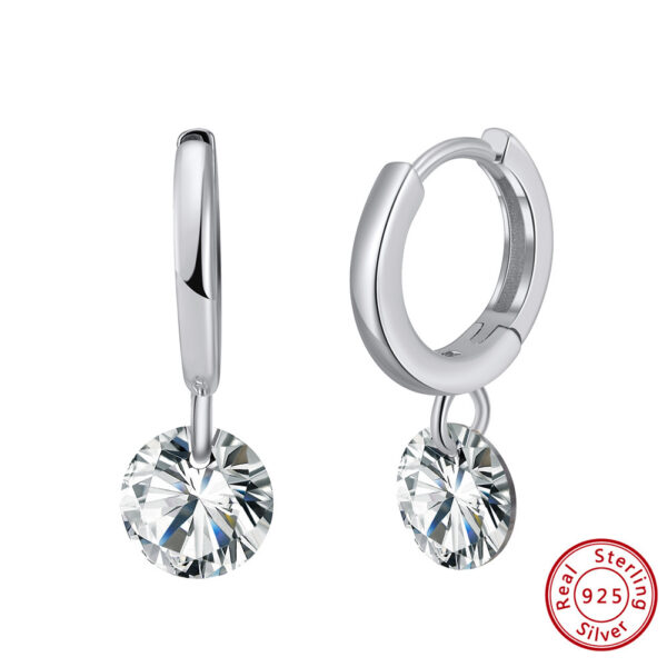 S925 Sterling Silver Zircon Earrings Eardrops - Image 2