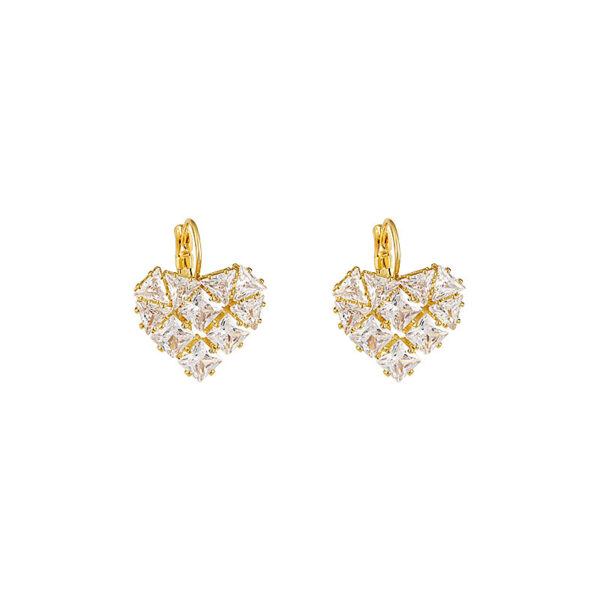 French Style Heart-shaped Zircon Earrings For Women - Image 2