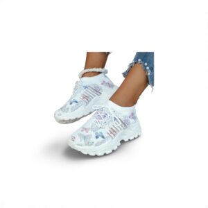 Butterfly Print Mesh Sneakers Women's Flat Heel Casual Shoes Fashion Running Jogging Walking Sports Shoes