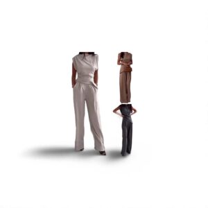 Women's Sleeveless Suit Fashion Slim Irregular Split Top And Straight Pants Solid Trouser Set